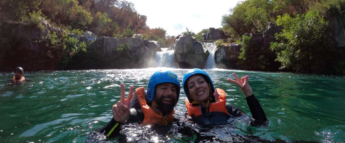 Cliff jumping and body rafting at the Alcantara lakes