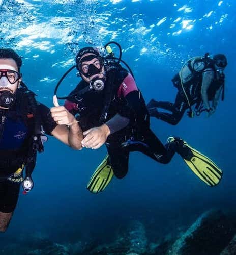 Scuba diving at the canyon of Santa Maria La Scala