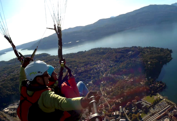Tandem paragliding flight at Laveno-Mombello