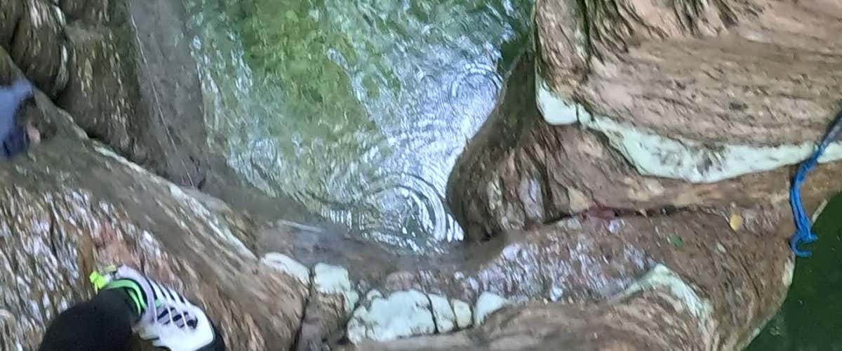 Canyoning family in Val Maggiore in the Belluno Pre-Alps