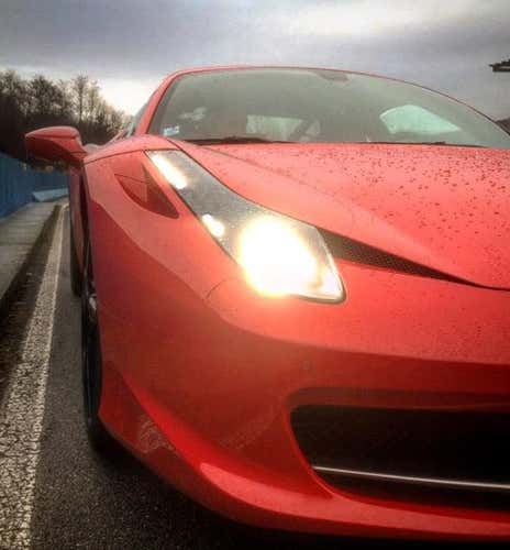 Sports driving in Ferrari at the Ottobiano Circuit in Pavia