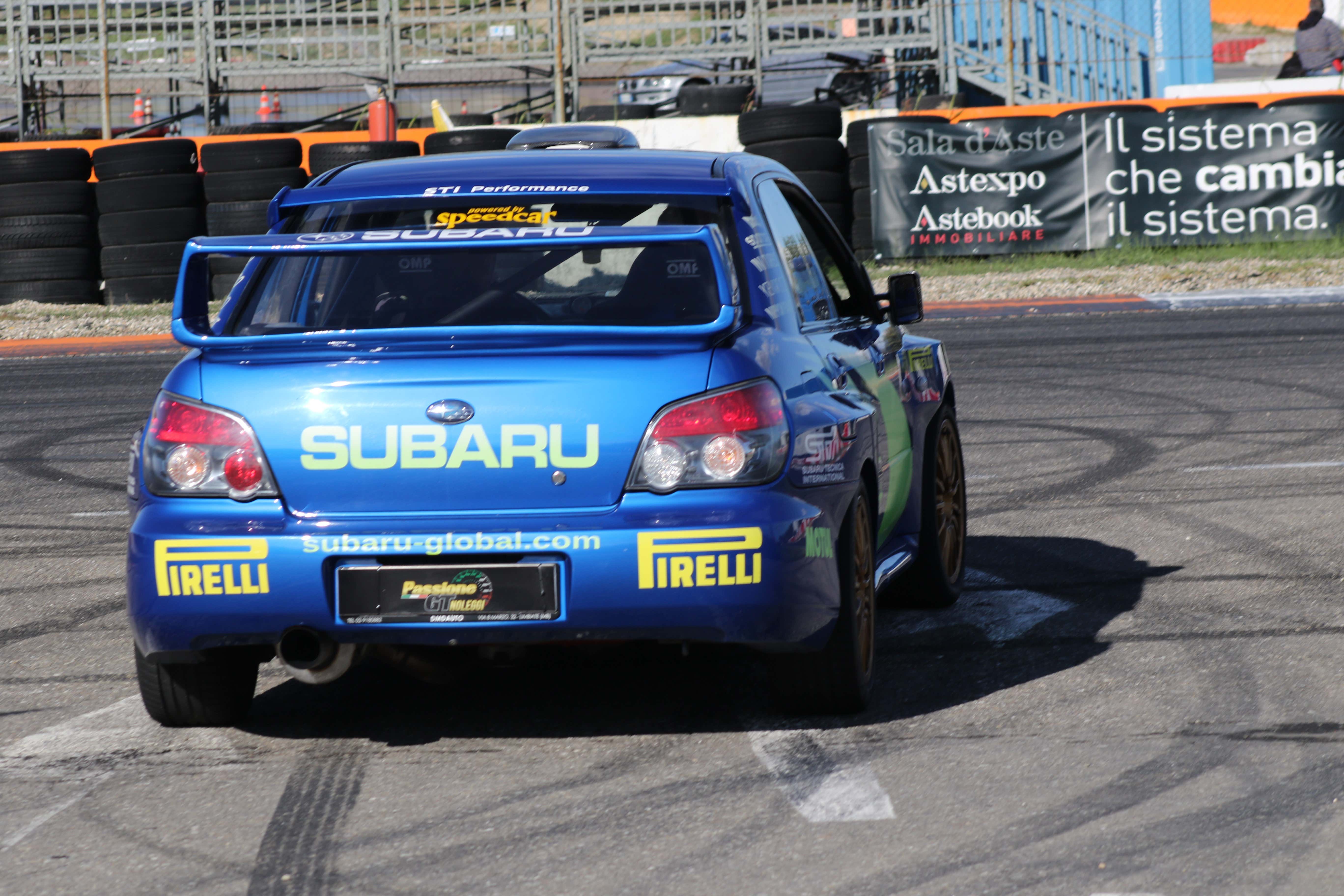 Sports driving in Subaru Impreza WRC at Lombardore racetrack