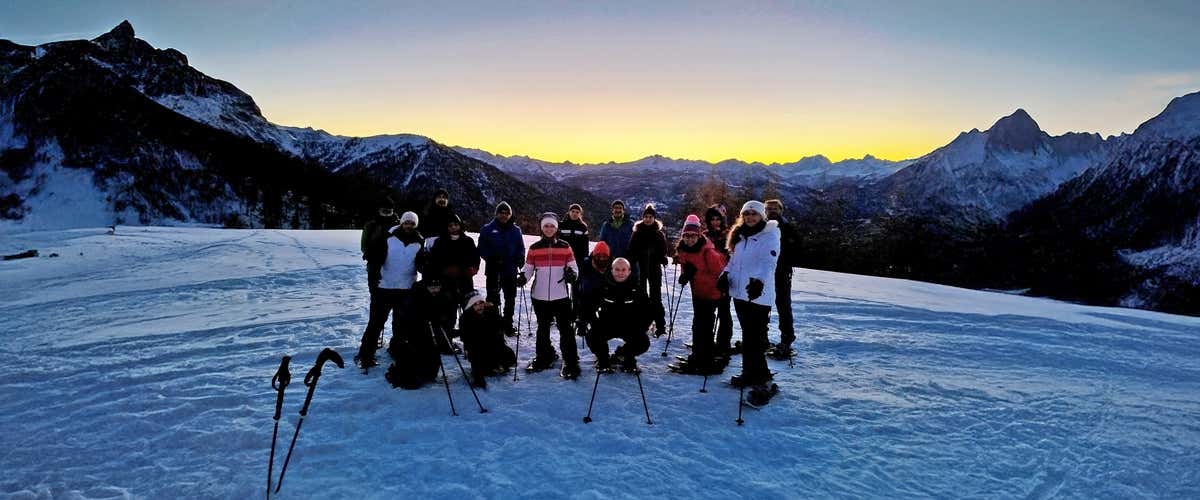 Aperitivo in rifugio al tramonto e ciaspolata serale a Sauze d'Oulx