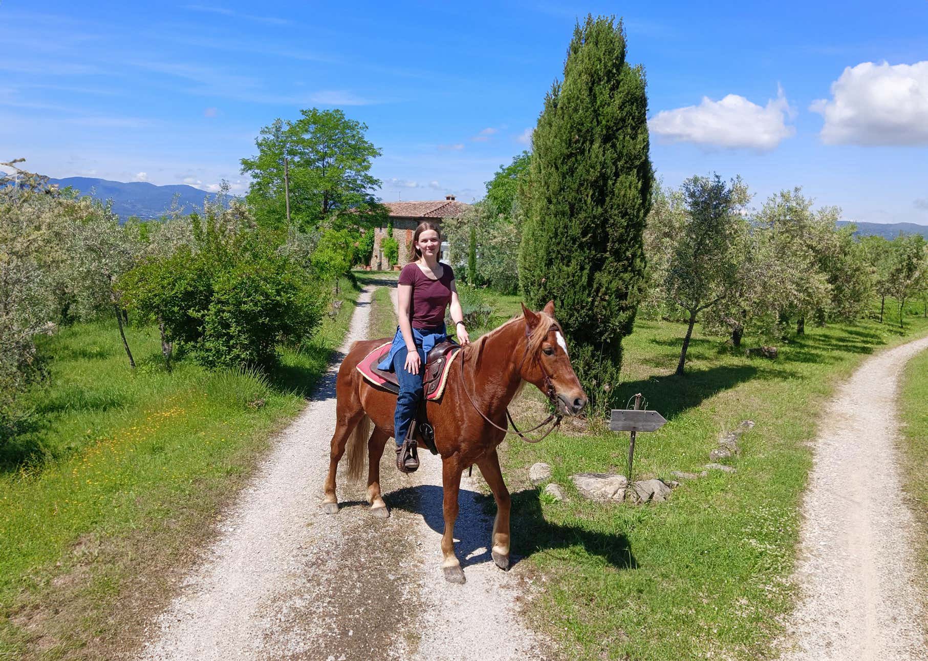 Passeggiata a cavallo sulle colline in provincia di Firenze