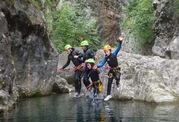 Family-Fun canyoning at the San Michele stream in Lombardy (BS)