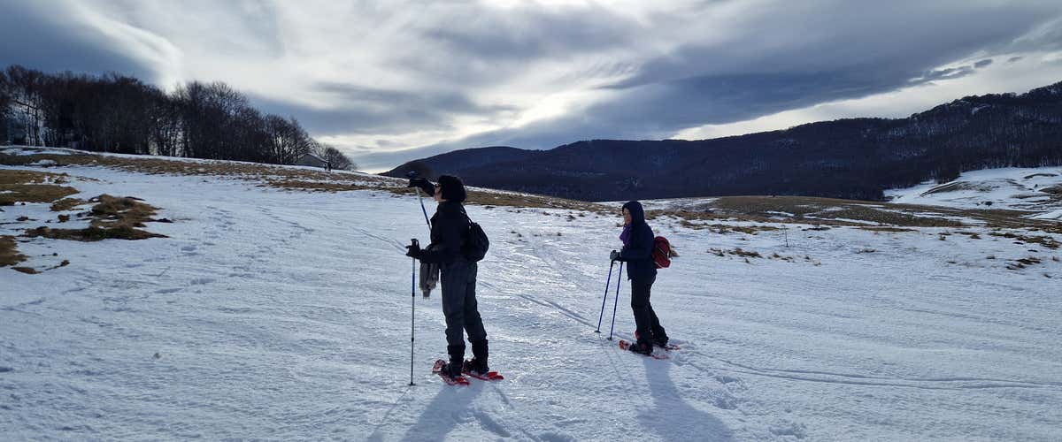 Snowshoeing on the Voltigno Plateau in the Gran Sasso National Park