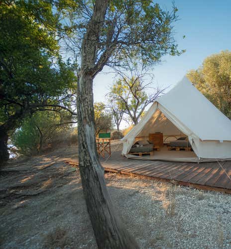 Night in Bell Tent in the Noto countryside and dinner