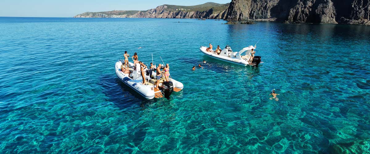 Mezza giornata in gommone all’Arcipelago del Sulcis e aperitivo
