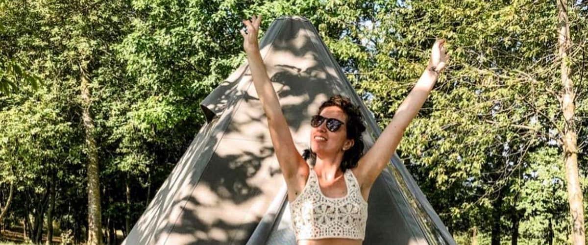 Tipì tent night in the hills of Villanova Mondovì in the province of Cuneo