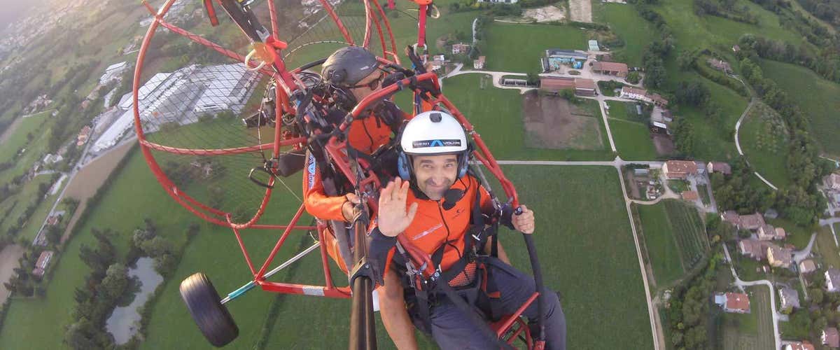 Tandem paramotoring flight in Bassano del Grappa