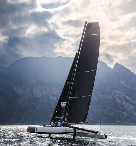 Extreme 40 catamaran sailing on Lake Garda