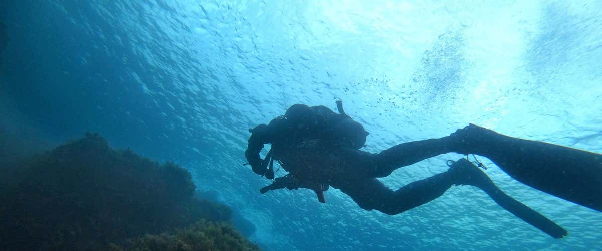 Beginners scuba diving in the Argentario area
