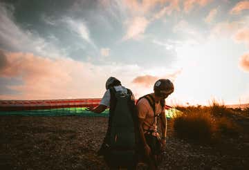 Tandem paragliding flight at San Vito Lo Capo