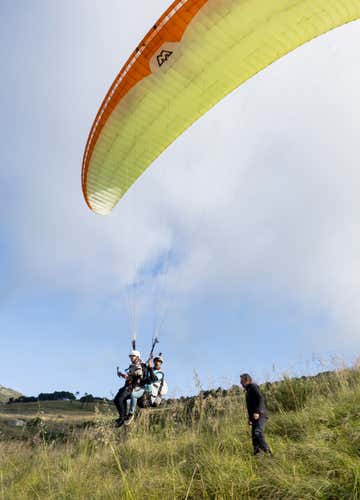 Tandem paragliding flight at San Vito Lo Capo