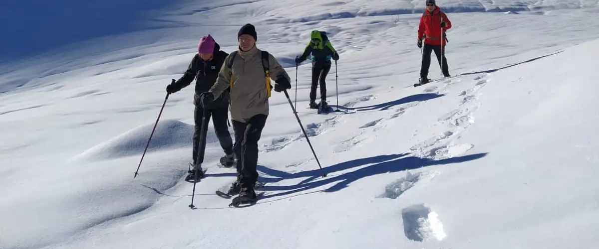 Snowshoe hike in the Conca dei Campelli in Schilpario