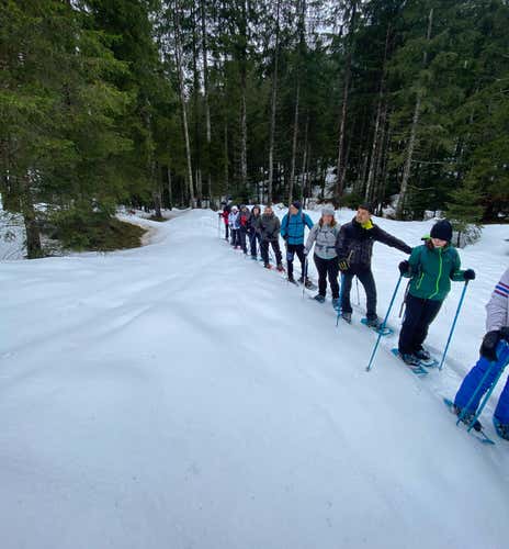 Snowshoe hike in the Conca dei Campelli in Schilpario