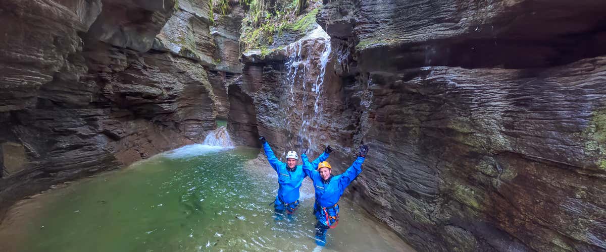 Winter canyoning in Val Maggiore