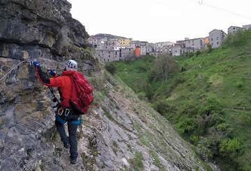 Via ferrata at Sasso di Castalda in the Lucanian Apennines