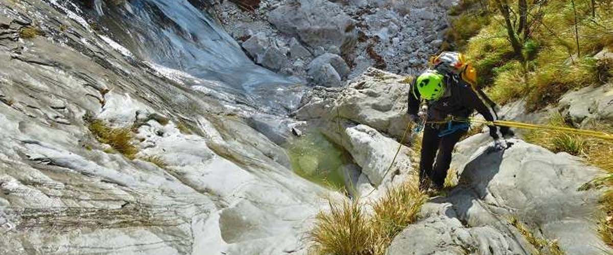 Dry Canyoning Canal Pianone in the Apuan Alps