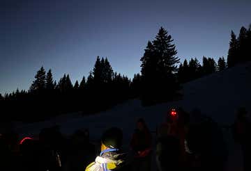 Sunset snowshoe hike on the Asiago Plateau with aperitif