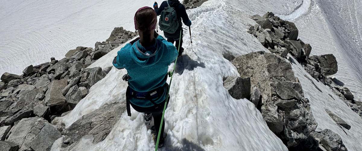 Hiking on the glaciers of Punta Helbronner on Mont Blanc