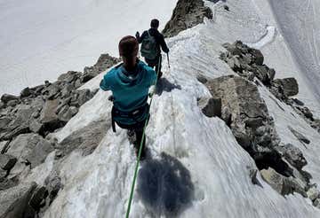 Hiking on the glaciers of Punta Helbronner on Mont Blanc