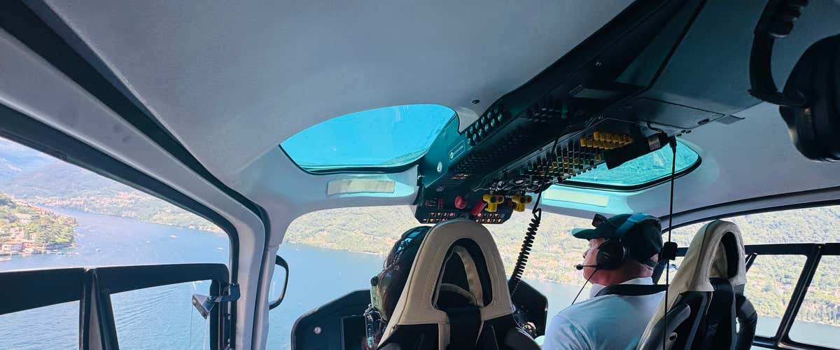 Private helicopter flight over Lake Como